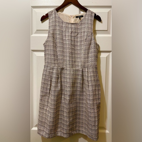 MONTEAU Size L Palest Pink Black Tweed Shift Dress - Picture 3 of 12